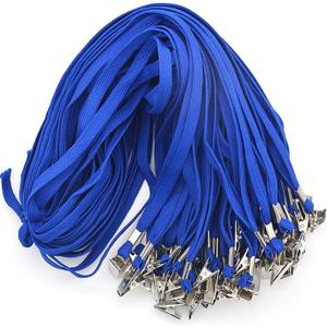 Beebel Lanyard 100 Pack Blue Badge Lanyards Flat Lanyards Round 32" with Badge Clip