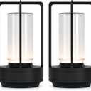 Portable Metal Table Lamp for Indoor/Outdoor ,Rechargeable Cordless LED Lamp, 3-Colour Infinitely Dimming Battery Powered Small Desk Lamp, Restaurant/Bedroom/Bar/Coffee/Camping Light (Black Set of 2)