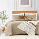 ROARINGWILD Beige Cloud Twin Size Quilt Bedding Sets with Pillow Sham, Farmhouse Lightweight Soft Bedspread Coverlet, All Season Rustic Country Thin Comforter, 2 Pieces, 68x90 inches, Tan Cream