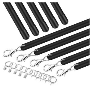 Shimeyao 10 Pack Acrylic Curtain Pull Wands Drapery Pull Rod Versatile Fiberglass Blinds Wand Kits with Rings and Hooks for Opening Closing Curtains Homes Offices Window Opener(Black,46 Inch)