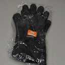 GEEKHOM BBQ Gloves Heat Resistant, 13.7 Inch Long Waterproof Silicone Oven Mitts for Grilling and Smoker, Non-Slip 5 Finger Kitchen Hot Mitts for Baking, Cooking & Cast Iron, Black (One Size Fits Most)