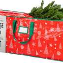 Christmas Tree Storage Bag - Stores 9 Foot Artificial Xmas Holiday Tree, Durable Waterproof Material, Zippered Bag, Carry Handles - Protects Against Dust, Insects and Moisture (Red Printed)