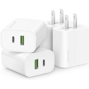 4 Pack USB C Charger Block,20W USB-C & USB-A Port Chargerfor i Phone 17/16/15/14/13/12/11/X/8, i Pad and More