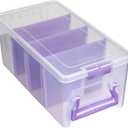ArtBin Semi Satchel Portable Craft Organizer with 3 Dividers - Clear Plastic Storage Case for Art & Craft Supplies (Pack of 1, Purple)