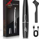 Ear and Nose Hair Trimmer with LED Display for Men Women, Painless USB Rechargeable Eyebrow & Facial & Nose Hair Trimmer Clipper, 10000 RPM Precision Tool Professional IPX7 Waterproof Dual Edge Blades