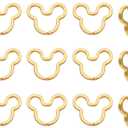 12pcs Creative Key Ring Keychain Mouse Shape Golden Metal Flat Split Key Holder Chains Rings Crafts DIY for Home Car Tag Office Organization Lanyards Keys Attachment Gift