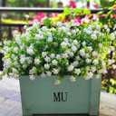 Grunyia 12 Bundles Artificial Flowers for Outdoors, UV Resistant Fake Flowers with Plastic Plants, Faux Flowers for Outside Window Box Front Porch Hanging Planter Decor (White)