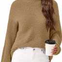 PRETTYGARDEN Womens Sweaters Fall Fashion 2025 Oversized Long Sleeve Mock Neck Chunky Knit Pullover Tops Winter Clothes (L)
