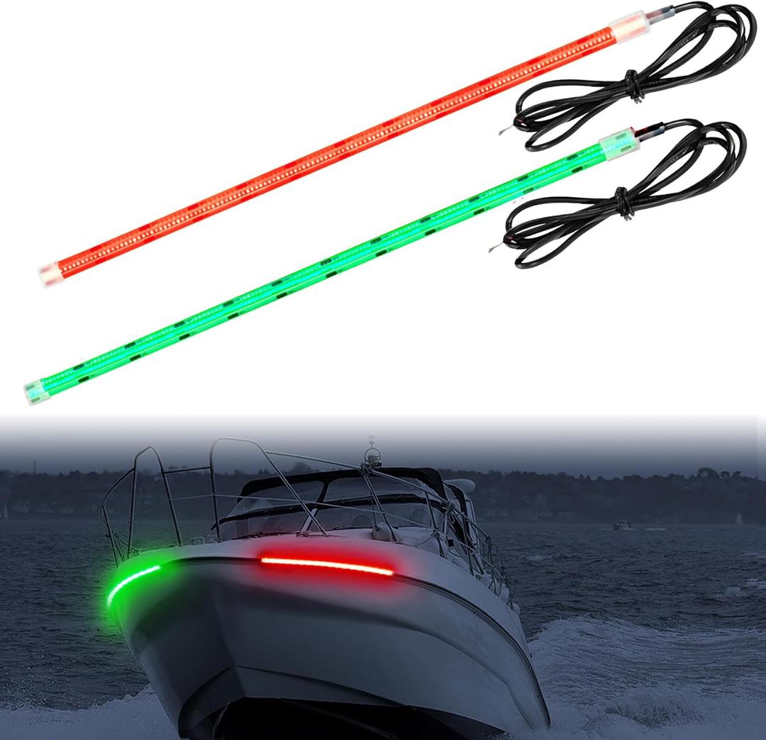 Obcursco Boat Navigation Lights, 12V COB LED Red and Green IP68 Waterproof Bow Lights for Kayak, Jon, Bass Boat, Fishing, Pontoon, and Marine