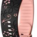 Flower Engraved Band Compatible for Samsung Galaxy Watch 8 Band 40mm 44mm/Watch 8 Classic 46mm Women,No Gap Silicone Cute Floral Strap Wristband Two-Tone Correa for Samsung Watch 8 Bands 40 44 mm (01-black pinksand)