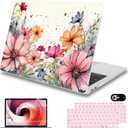 Mektron Case for MacBook Air 13 inch M1 A2337 A2179 A1932,Hard Cover 2018-2021 Air 13-inch with Touch bar & Touch ID, Exclusively Designed Protective Shell with Screen Protector, Colorful Floral