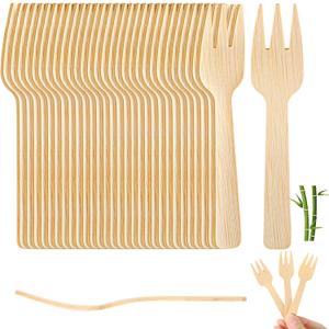 500 Pcs Mini Bamboo Forks 3.54 Disposable Small Wood Appetizer Forks Bulk for Tasting, Party, Serving, Cocktail Parties, Fruits