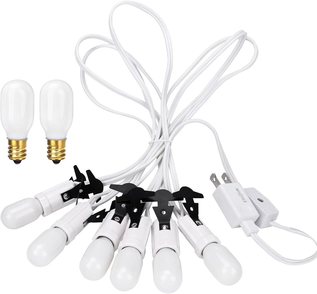 Village Collection Accessories Six Socket Light Set, 108 Inch, 8 White Replacement Bulbs. for use with Various Village Series