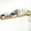 48 Inch Floating Shelves, 8 Inch Deep Floating Shelves for Wall, Hanging Shelf with Invisible Brackets, Deep Shelves for Bathroom, Bedroom, Living Room, Oak, Set of 1