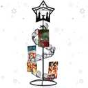 Cinnvoice Metal Christmas Card Holder 19.6" Spiral Xmas Tree Card Photo Picture Holder Stand with Nativity Star Topper Tabletop Display Decorative for Christmas Holiday Decor(Black,Elegant Style)