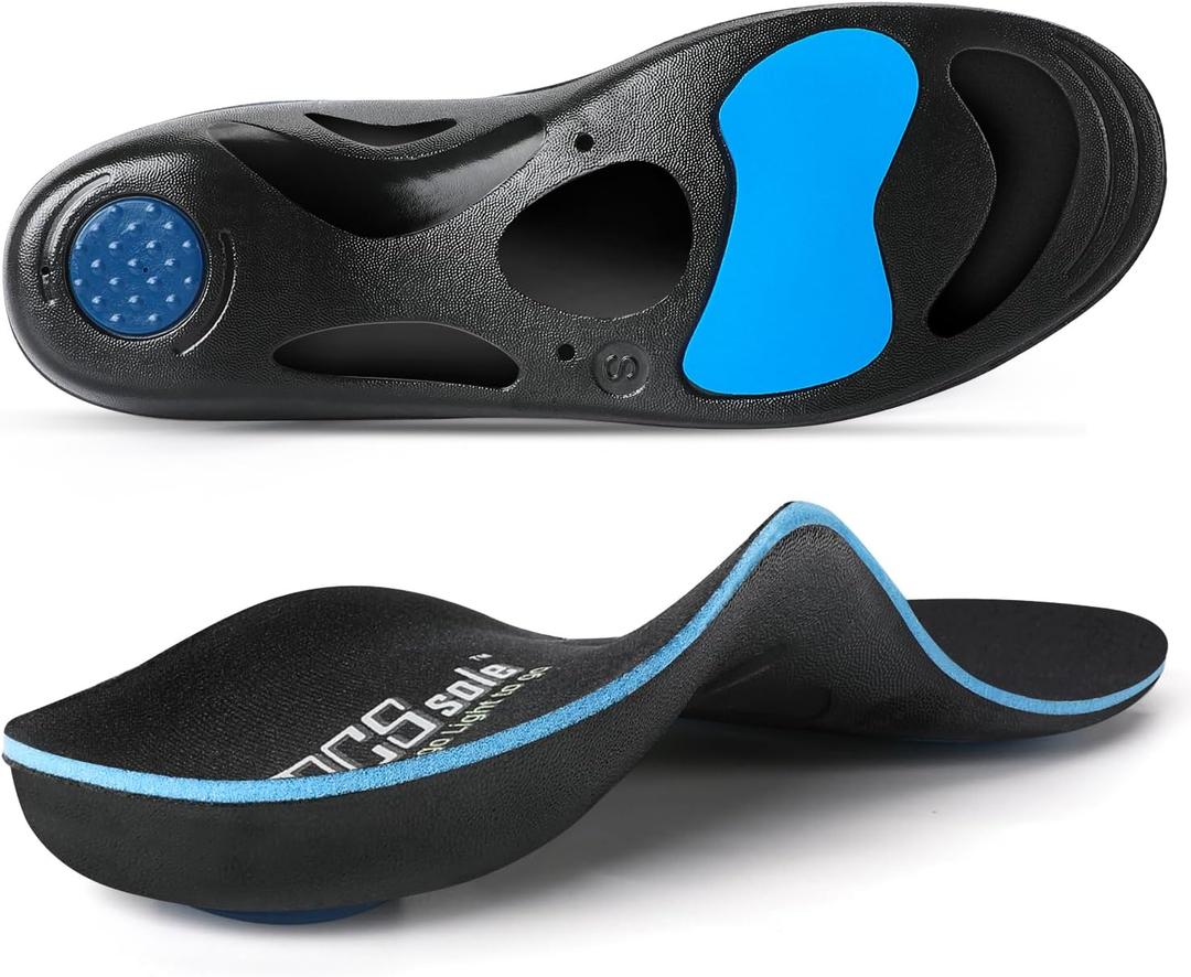 PCSsole Orthotic Insoles with High & Medium Arch Support - Comfort Gel Work Boot Insert for Flat Feet, Plantar Fasciitis, Running, Walking, Over Pronation for Men and Women (XS:(Men 4-5.5/Women 6-7.5) 9.45")