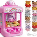 Marlrin Claw Machine for Kids, Mini Vending Machine Girls Unicorn Toys, Candy Grabber Prize Dispenser with Sound & 20 Mini Plush Toys, Electronic Arcade Game Indoor Toy for Home Party Birthday Gifts