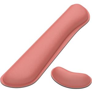 Dapesuom Enlarge Keyboard Wrist Rest, Memory Foam Wrist Cushion for Desk Mats Support, Cute Typing Pain Relief Keyboard Mouse Pad Rests Set with Non-Slip Base for Gaming Laptop Office, Indian Red (17 x 3.6 x 1 + 5 x 3 x 1 inches)