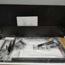 Seventable Computer Desk with Power Outlets & LED Light, 39 inch Home Office Desk with 5 Drawers, Writing Desk with Monitor Stand,Work Desk for Home Office, Black