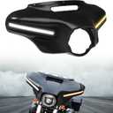 Upgraded Front Batwing Upper Outer Fairing with Light Bar, Black Fairing Cowl w/DRL Turn Signal for Harley Street Electra Tri Glide Ultra Limited CVO Limited 2014-2023 Accessories