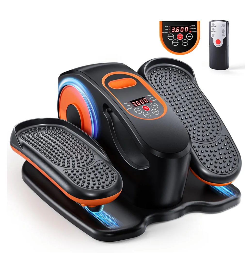 Under Desk Elliptical Machine, Ellipse Leg Exerciser with 15 Adjustable Speed, Quiet & Portable Seated Pedal Exerciser, Ideal for Seniors & Sedentary Office Workers