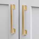 20 Pack Square Brushed Gold Cabinet Pulls, 7 Inch(178mm) Hole Centers Gold Cabinet Handles Hardware for Kitchen Cupboard Closet Bathroom Dresser Drawer, Solid Zinc Alloy