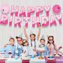 Ghost Spider Web Birthday Party Banner, Pink Spider Banner Flags Pre-strung Spider Web Birthday Flags Sign Party Supplies (pink)