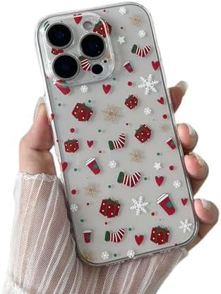 ZTOFERA Clear Christmas Case for iPhone 16 Pro 6.3 inch,Cute Merry Christmas Pattern Phone Case Gifts Translucent Silicone Hard PC +TPU Bumper Shockproof Protective Cover-Christmas Gift
