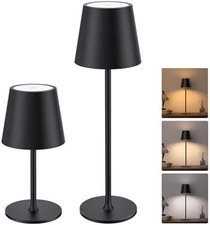 JACKYLED Cordless Table Lamps Rechargeable, 3 Adjustable Height, 5000mAh Battery Operated, 3 Colors Smooth Dimming, Portable LED Waterproof Table Lamp for Dining, Bedroom, Outdoor (2 Pack) - Amazon.com