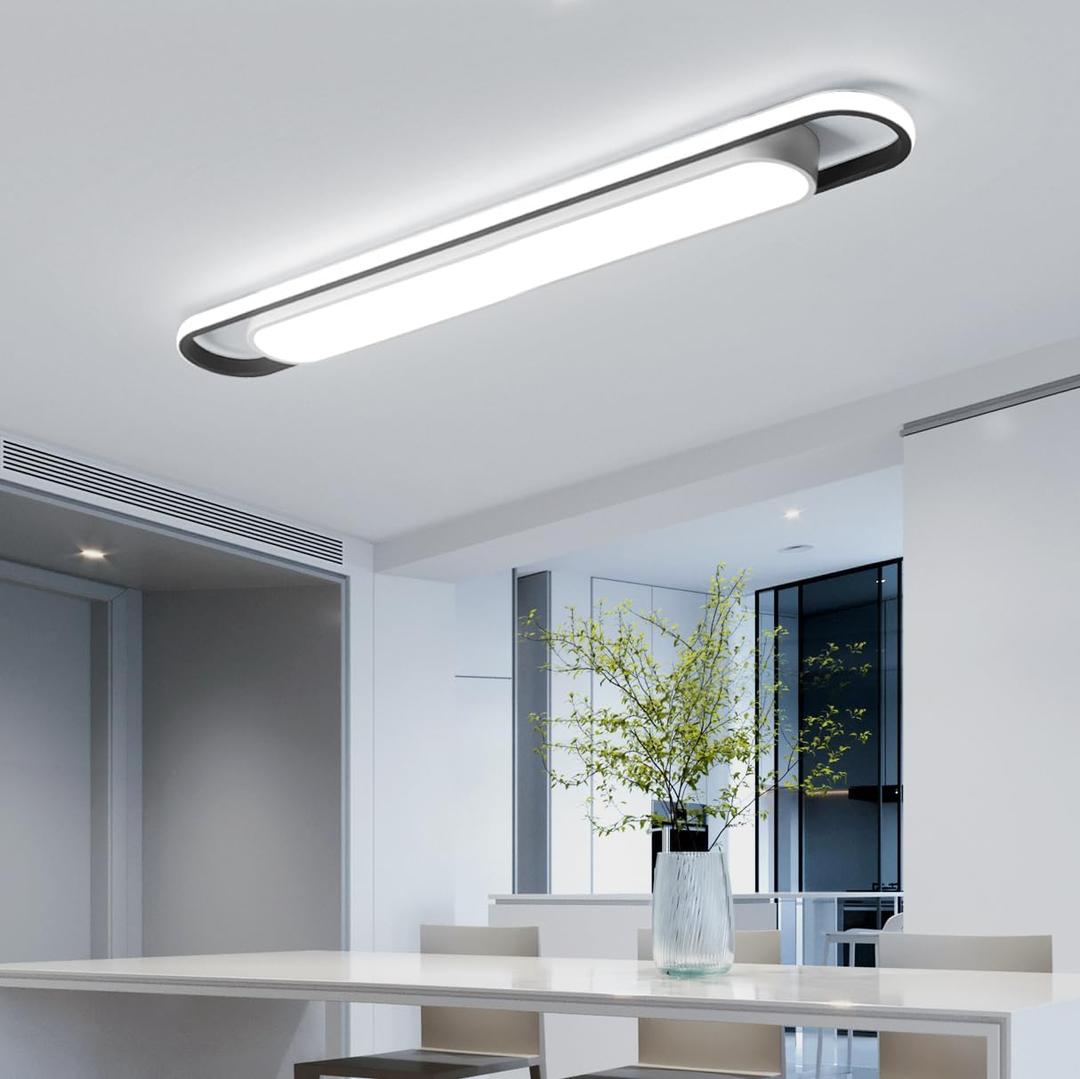 4Ft Modern Hallway Ceiling Lights, 6500K Acrylic Linear Ceiling Lamp,65W Metal LED Ceiling Light Fixture,Kitchen Dining Living Room Laundry, Garage Cloakroom Lighting (48Inch) (White Light(CRI 97+))