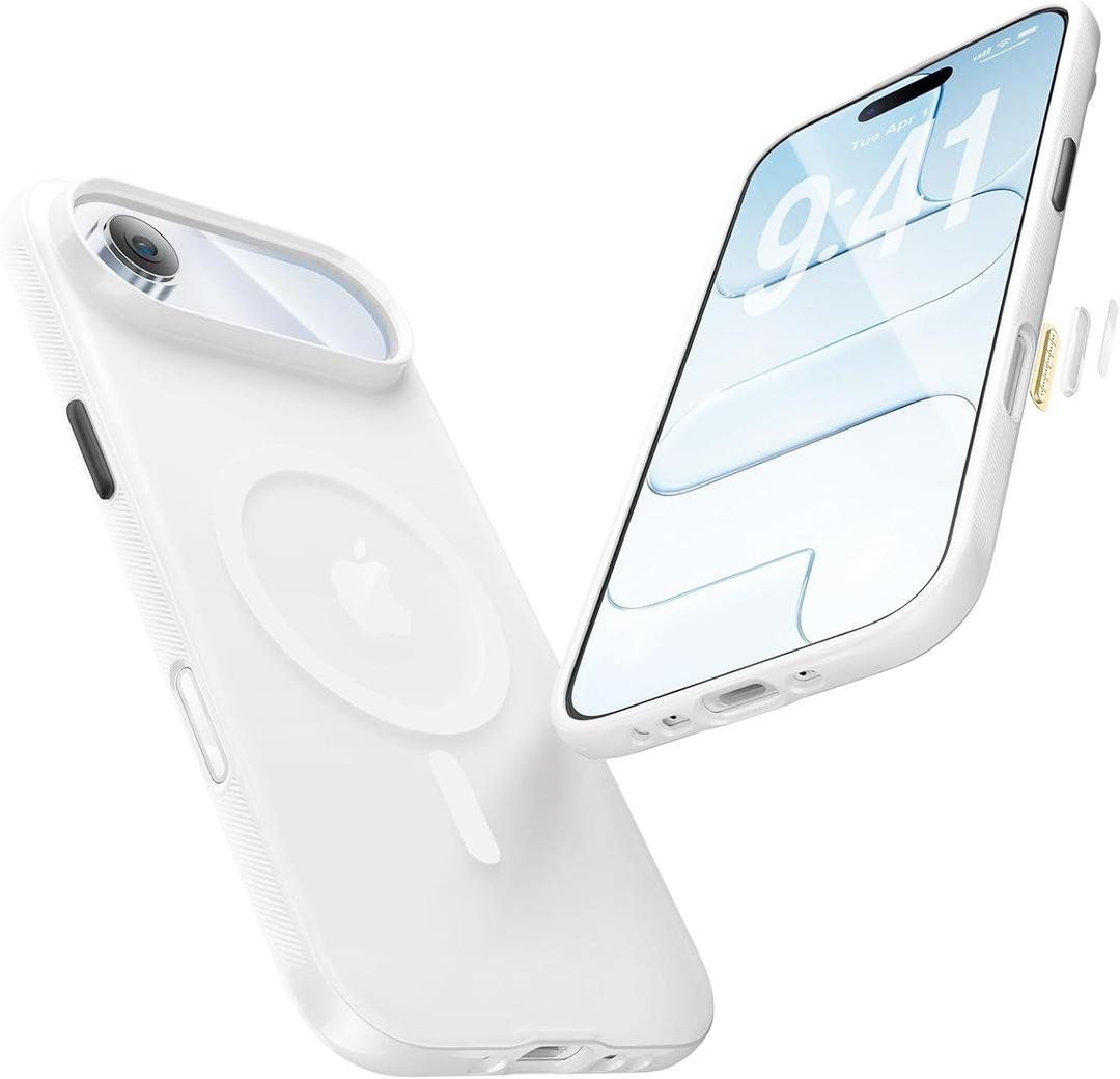 Maledan Anti-Slip for iPhone Air Case with Coverd Camera Control - Fit for Magsafe Magnetic 17 Air Phone Case, Slim Military Shockproof Case for Apple iPhone Air, Clean White/Translucent Back