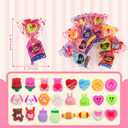 Valentines Day Cards for Kids,24 Pack Heart Lollipop-Shaped Plastic Ball with Valentine Squishy Toys for Kids Valentines Party Favors School Classroom Exchange Gift