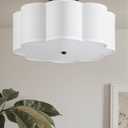 VONLUCE Semi-Flush Mount Ceiling Light, 15.7" Modern 3-Light Ceiling Light Fixture with White Petal-Shaped Shade 3 E26 Sockets for Bedroom Entryway Living Room, Black Finish, ETL Certificated