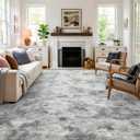 5x7 Ft Large Shag Rug for Living Room Bedroom,Tie-Dyed Ultra Soft Fluffy Furry Area Rug, Aesthetic Grey Carpet for Indoor Floor Home Decor