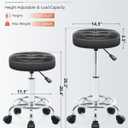 Rolling Stool with Wheels - Swivel Small Office Chair with Footrest, PU Leather Shop Stool for Office Spa Studio Lab Counter Salon Home Work Bar Kitchen Shop Teach Medical Facial, Black