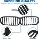 G30 Grille - Black Kidney Single slats Grill Compatible With BMW 5 Series G30 2021 2022 2023 530e 530i 540i M550i xDrive ABS Gloss Black Kidney Grill
