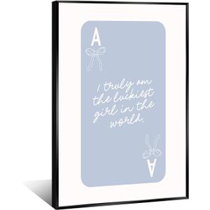 Lucky Girl Syndrome Poster Trendy Ace Card Print Blue Bow Wall Art Casino Theme Party Poker Art Poster Preppy Girly Dorm College Apartment Coquette Room Decor12x18inch Unframed, Pack of 2 