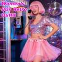 PLULON Pink Bob Wig Tutu Heart Sunglasses for Women Costume, Colorful Party Bob Wigs 80s Tulle Tutus Skirt for Christmas Birthday Bachelorette Wedding Valentine's Day Princess Theme Party