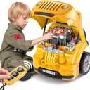 SpringFlower Toys Gifts for 3 4 5 6 7 8 Years Old Boys, Large Truck Engine, Mechanic Repair Set for Kids, Big Truck Builder Kit, Take Apart Motor Vehicle Play Car Service Station, for Kids (Yellow)