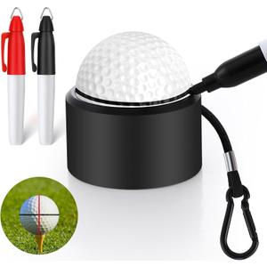Golf Ball Line Marker Tool with 2 Color Marker Pens, Portable 360 Degree Golf Ball Alignment Marker Tool, Golf Ball Markers to Enhance Putting and Driving Accuracy for The Golfer
