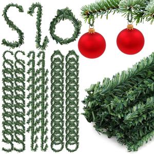 Jutom 100 Pcs 4 Inch Christmas Ornament Hooks, Pine Needles Ornament Hangers String Flexible Twist Ties for Christmas Tree Holiday Party Hanging Decorations Ropes