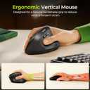 seenda Ergonomic Mouse Wireless, MOU200 Bluetooth Vertical Mouse - 3 Multi-Device Connectivity,1000/1600 /2400 DPI, Ergo Optical Mice for Windows, Mac OS, Computer/PC/Laptop, Black