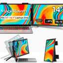 Laptop Screen Extender, 14" 1080P Portable Monitor, Type-C HDMI Plug and Play for 13.3" - 16.1" Laptops, 270 Rotation Attachment Display for Windows/MacOS/Chrome Laptop Phone