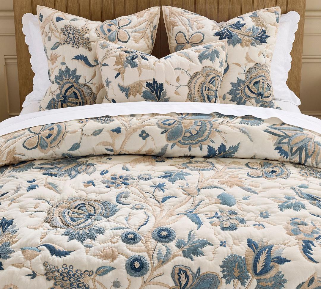 Lydia Palampore Embroidered Quilt King