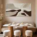 Hand-Painted Abstract Canvas Art – Neutral Beige, Brown, Taupe Textured Modern Wall Art for Living Room, Bedroom, Office, Ready to Hang, 24×48 in