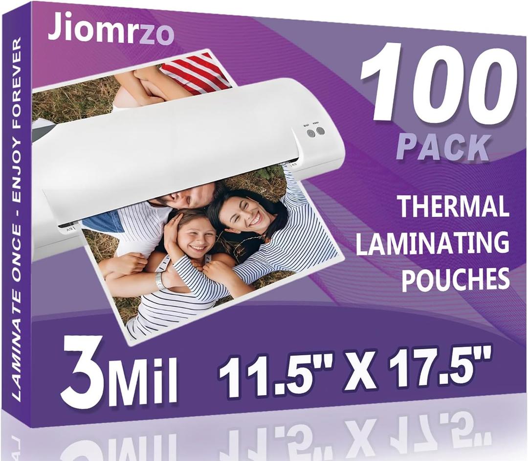 Laminating Sheets, 100 Pack Laminating Pouches Holds 11 x 17 Inch Sheets, 3 Mil Laminate Sheets 11.5 x 17.5 Inch for Laminator, Clear Thermal Laminating Pouches with Round Corner (100)