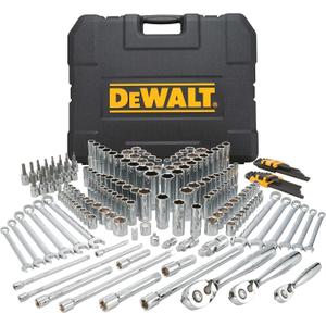 DEWALT Mechanics Tools Kit and Socket Set, 204-Piece Dewalt Tool Set , 1/4" & 3/8" & 1/2" Drive, Metric/ SAE Deep and Shallow Sockets, 3/8" Hex Bits, Torx Bits, Spark Plugs, Wrenches (DWMT72165)