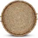 Large 27.6 Inches Rattan Round Serving Tray with Handles Round Braided Bankuan Basket with Handles for Decorative Coffee Table Fruit Bread