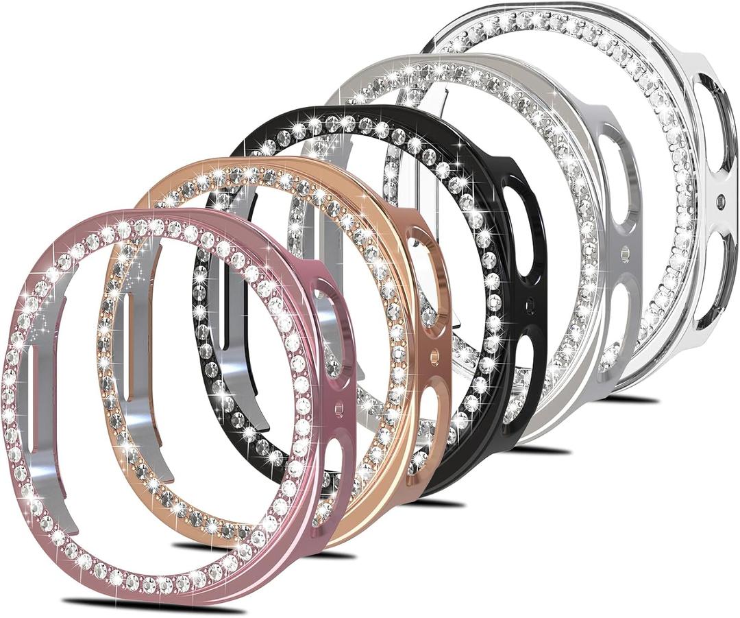 Simpeak 5-Pack Bling Case Compatible with Samsung Galaxy Watch 8 44mm Smartwatch, Crystals Diamond Frame Protector Back Cover Replacement for Galaxy Watch 8 44mm Only, (No Screen)