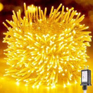 Minetom Christmas Tree Lights Outdoor - 200 LED 10 Ft Firecrackers String, 12 Modes Timer Waterproof Connectable Plug-in Twinkle Fairy Lights for Xmas Tree Garland Party (Warm White)